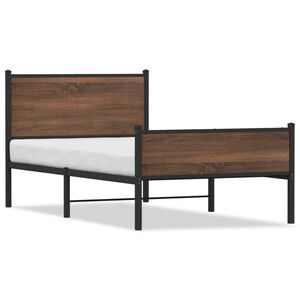 vidaXL Metal Bed Frame without Mattress Brown Oak 100x200 cm