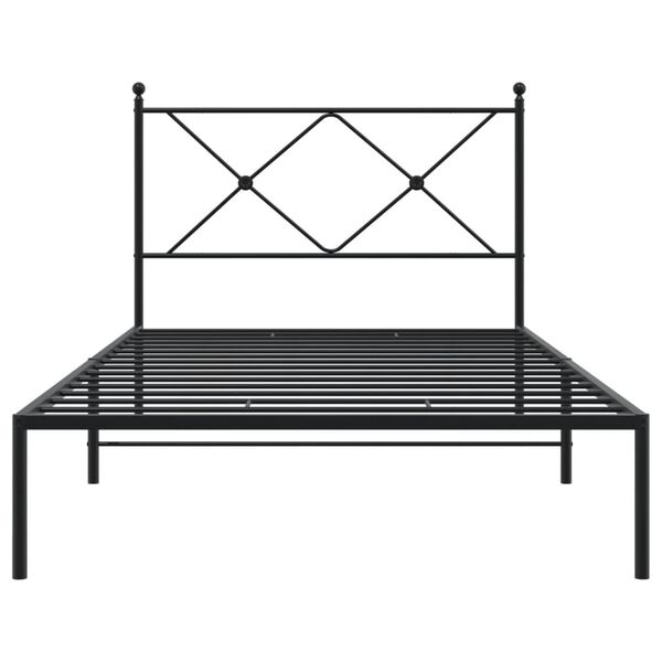 vidaXL Metal Bed Frame without Mattress with Headboard Black 100x190cm