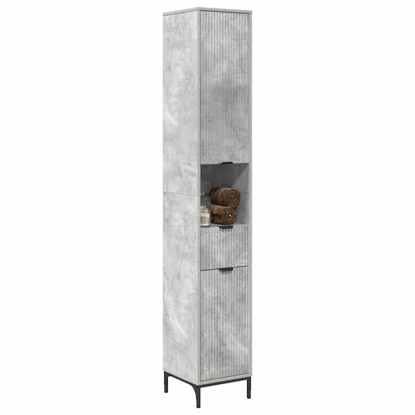 vidaXL Bathroom Cabinet with Drawer Concrete Grey 31.5 x 33 x 190 cm