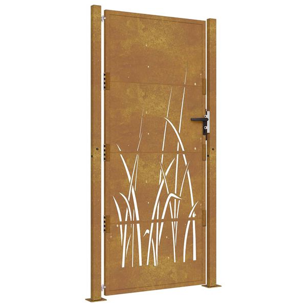vidaXL Garden Gate 100x175 cm Corten Steel Grass Design