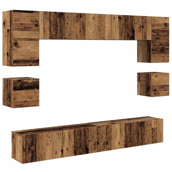 vidaXL TV Cabinet Set Wall-mounted 8 pcs Old Wood Engineered Wood