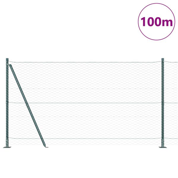 vidaXL Fence Post Green 100 x 1.2 m (36 mm mesh) Steel and PVC