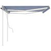 vidaXL Manual Retractable Awning with LED 4x3.5 m Blue and White