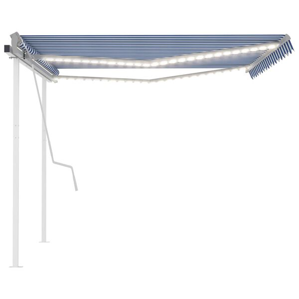 vidaXL Manual Retractable Awning with LED 4x3.5 m Blue and White