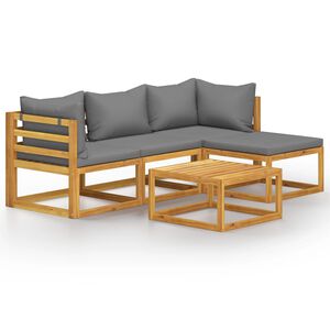 vidaXL 5 Piece Garden Lounge Set with Cushions Solid Wood Acacia