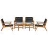 vidaXL Garden Chairs with Table 5 pcs Black Solid Acacia Wood