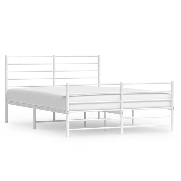 vidaXL Metal Bed Frame without Mattress with Footboard White 140x200cm