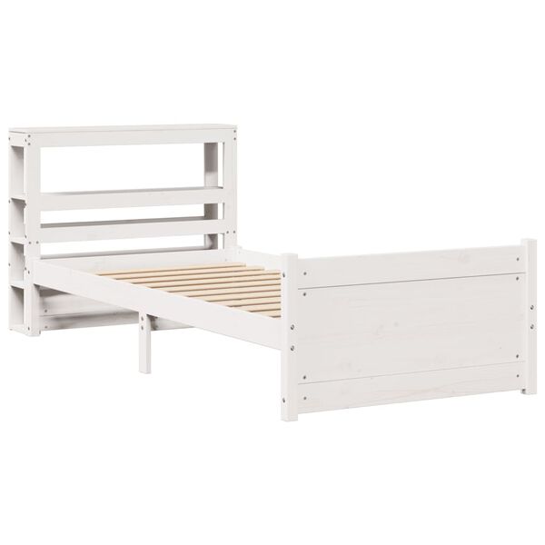 vidaXL Bed Frame with Headboard without Mattress White 90x190 cm Single