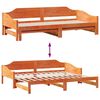 vidaXL Daybed with Trundle without Mattress Wax Brown 80x200 cm Solid Wood