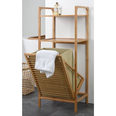Bathroom Solutions Storage Rack with 2 Shelves and Laundry Basket Bamboo 95 cm
