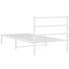 vidaXL Metal Bed Frame without Mattress with Headboard White 107x203cm
