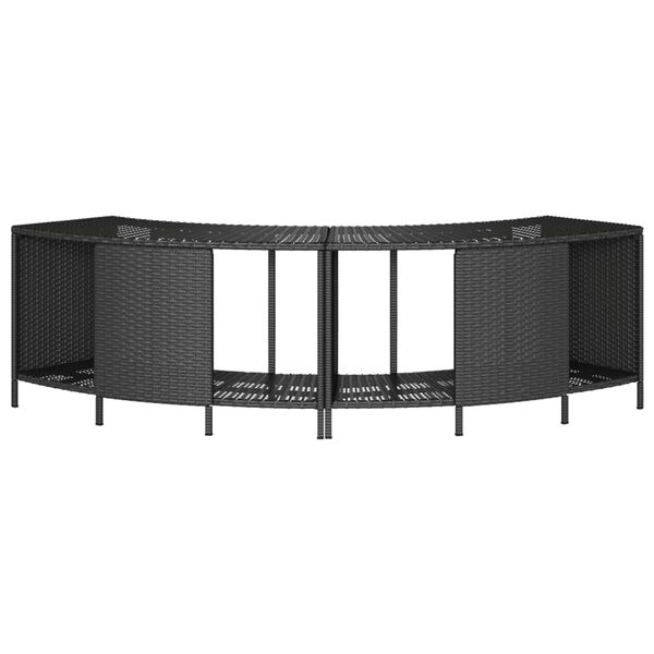 vidaXL Storage Shelves for Hot Tub 2 pcs Black Poly Rattan