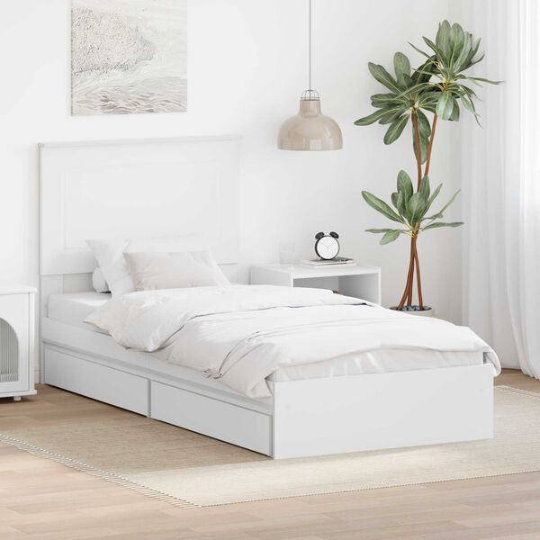 vidaXL Storage Bed with Headboard White 75 x 190 cm Engineered Wood