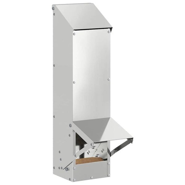 vidaXL Chicken Feeder Silver 13 x 12 x 51 cm Galvanised Steel