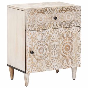 vidaXL Bed cabinet White 50 x 33 x 60 cm Solid Mango Wood