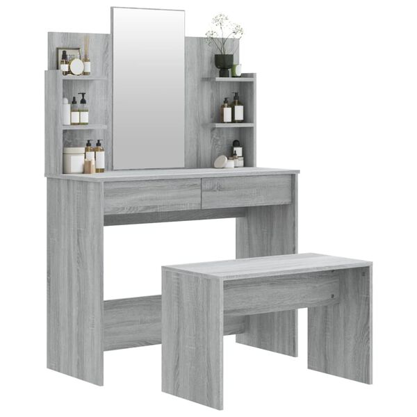 vidaXL Dressing Table Set Grey Sonoma 96x40x142 cm