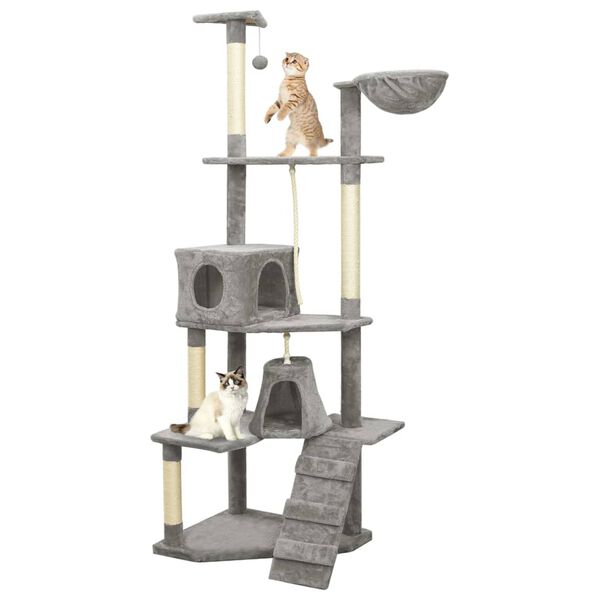 vidaXL Cat Tree with Sisal Scratching Posts Light Grey 191 cm