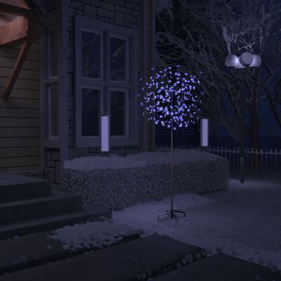 vidaXL Christmas Tree 200 LEDs Blue White Light Cherry Blossom 180 cm