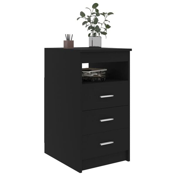 vidaXL Drawer Cabinet Black 40x50x76 cm Engineered Wood