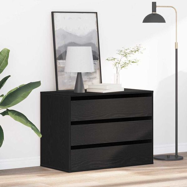 vidaXL Drawer Cabinet Black 80 x 41 x 58 cm Engineered Wood