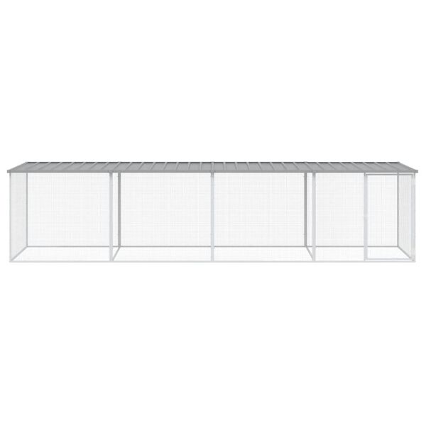 vidaXL Chicken Cage with Roof Light Grey 403x98x90 cm Galvanised Steel