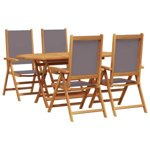 vidaXL Garden Dining Set Folding 5 pcs Anthracite Solid Acacia Wood