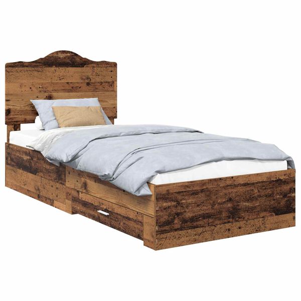 vidaXL Bed Frame with Headboard Old Wood 100 x 200 cm Engineered Wood