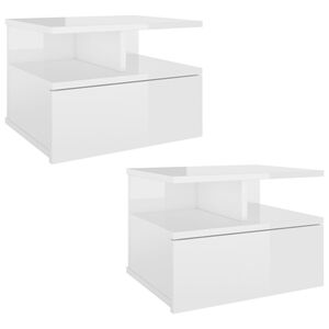 vidaXL Floating Nightstands 2 pcs High Gloss White 40x31x27 cm Engineered Wood