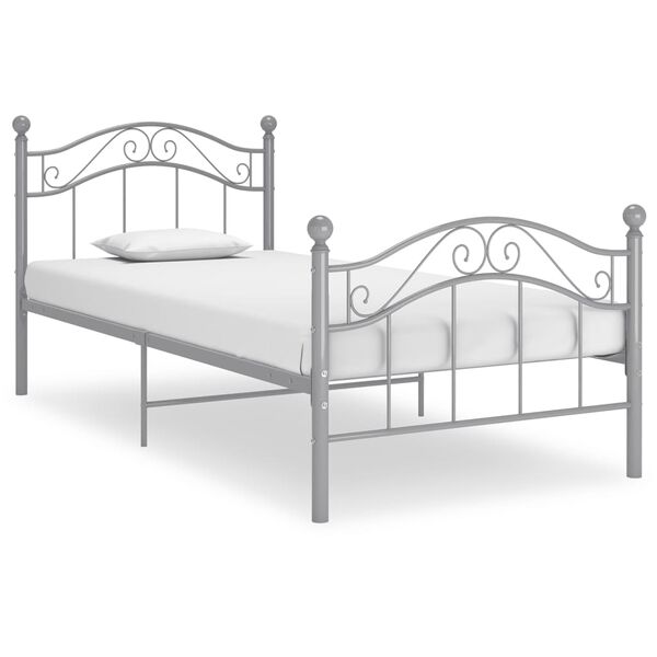 vidaXL Bed Frame without Mattress Grey Metal 100x200 cm