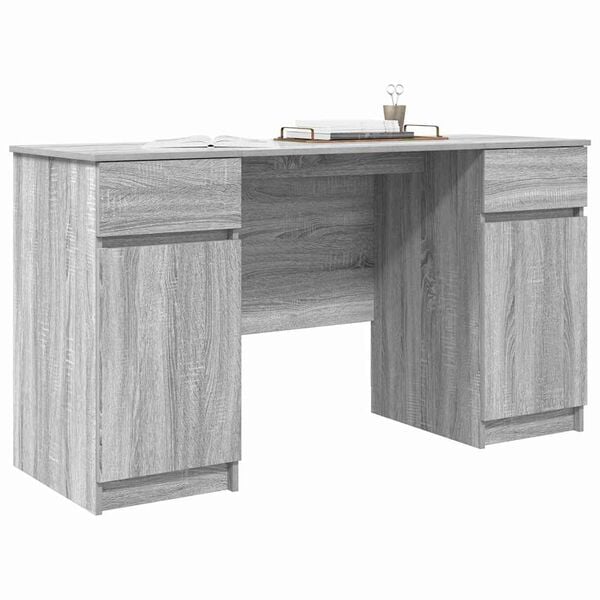 vidaXL Desk with Drawer Grey sonoma 140 x 49 x 76 cm Engineered wood