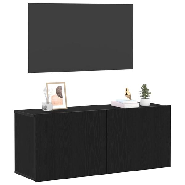 vidaXL TV Cabinet Set Black Oak 100 x 30 x 41 cm Engineered Wood