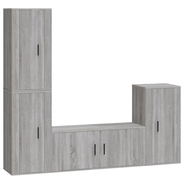 vidaXL 4 Piece TV Cabinet Set Grey Sonoma Engineered Wood