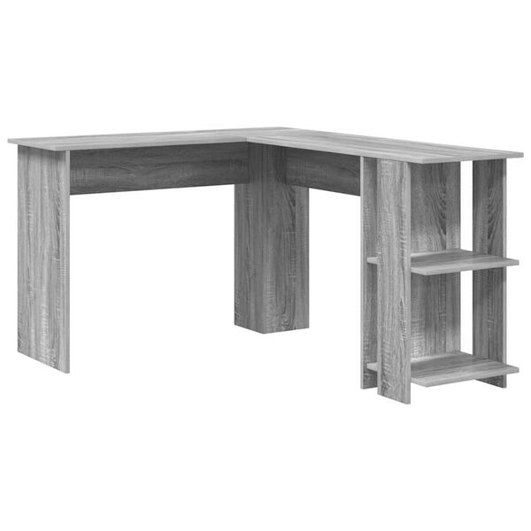 vidaXL Corner Desk Grey Sonoma 140 x 113.5 x 75 cm Engineered Wood