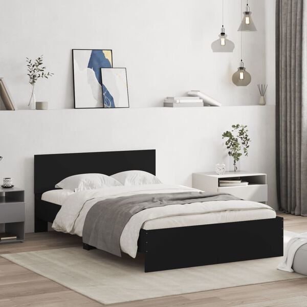 vidaXL Bed Frame without Mattress Black 120x190 cm Small Double