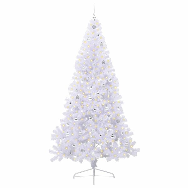 vidaXL Artificial Christmas Tree with Stand White 240 cm PVC and Steel