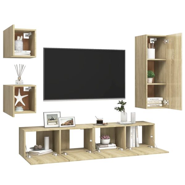 vidaXL 5 Piece TV Cabinet Sets Sonoma Oak Engineered Wood