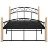 vidaXL Bed Frame without Mattress Black Metal&Solid Oak Wood 120x200 cm