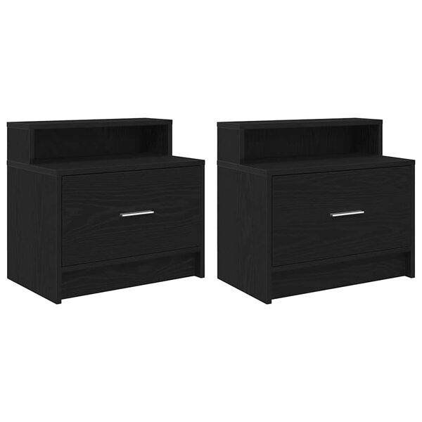 vidaXL Bedside Cabinets with Drawer 2 pcs Black Oak 51x31x47 cm