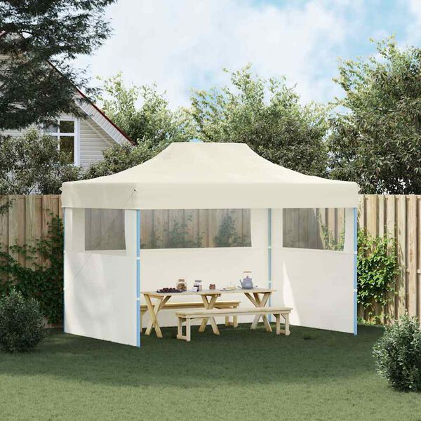 vidaXL Professional Folding Party Tent with 3 Sidewalls 3x4 m Steel Cream