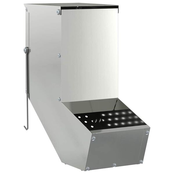 vidaXL Rabbit Feeder Silver 12.5 x 26 x 28.5 cm Galvanised Steel