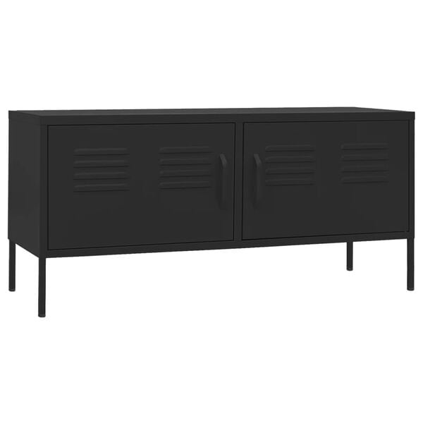 vidaXL TV Cabinet Black 105x35x50 cm Steel