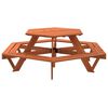 vidaXL Picnic Table for 6 Kids with Benches Hexagon Solid Wood Fir
