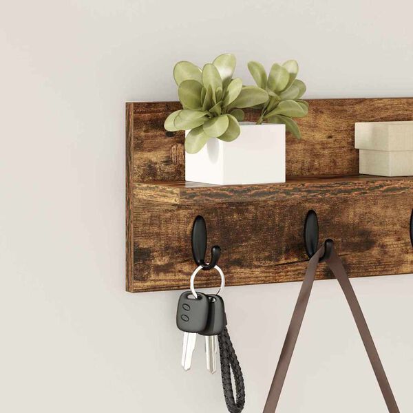 vidaXL Wall-Mounted Coat Rack Smoked Oak 40 x 10.5 x 18 cm