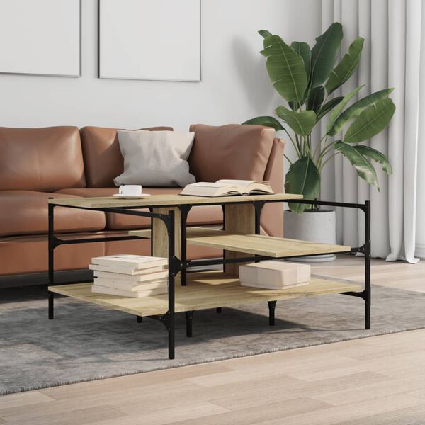 vidaXL Coffee Table Sonoma Oak 100x100x48.5 cm Engineered&nbsp;Wood