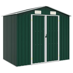 vidaXL Garden Shed Green 205x129x183 cm Galvanised Steel