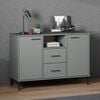 vidaXL Sideboard with Metal Legs Grey 113x40x77 cm Solid Wood OSLO