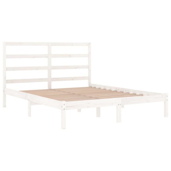 vidaXL Bed Frame without Mattress White 150x200 cm King Size Solid Wood