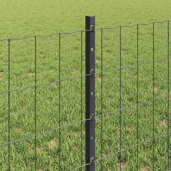 vidaXL Fence with Post Grey 0.6 x 50 m Steel and PVC