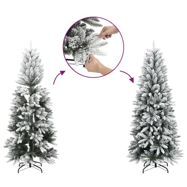 vidaXL Artificial Slim Christmas Tree with Flocked Snow 150 cm PVC&PE