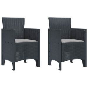 vidaXL Garden Chair 2 pcs Anthracite Polypropylene